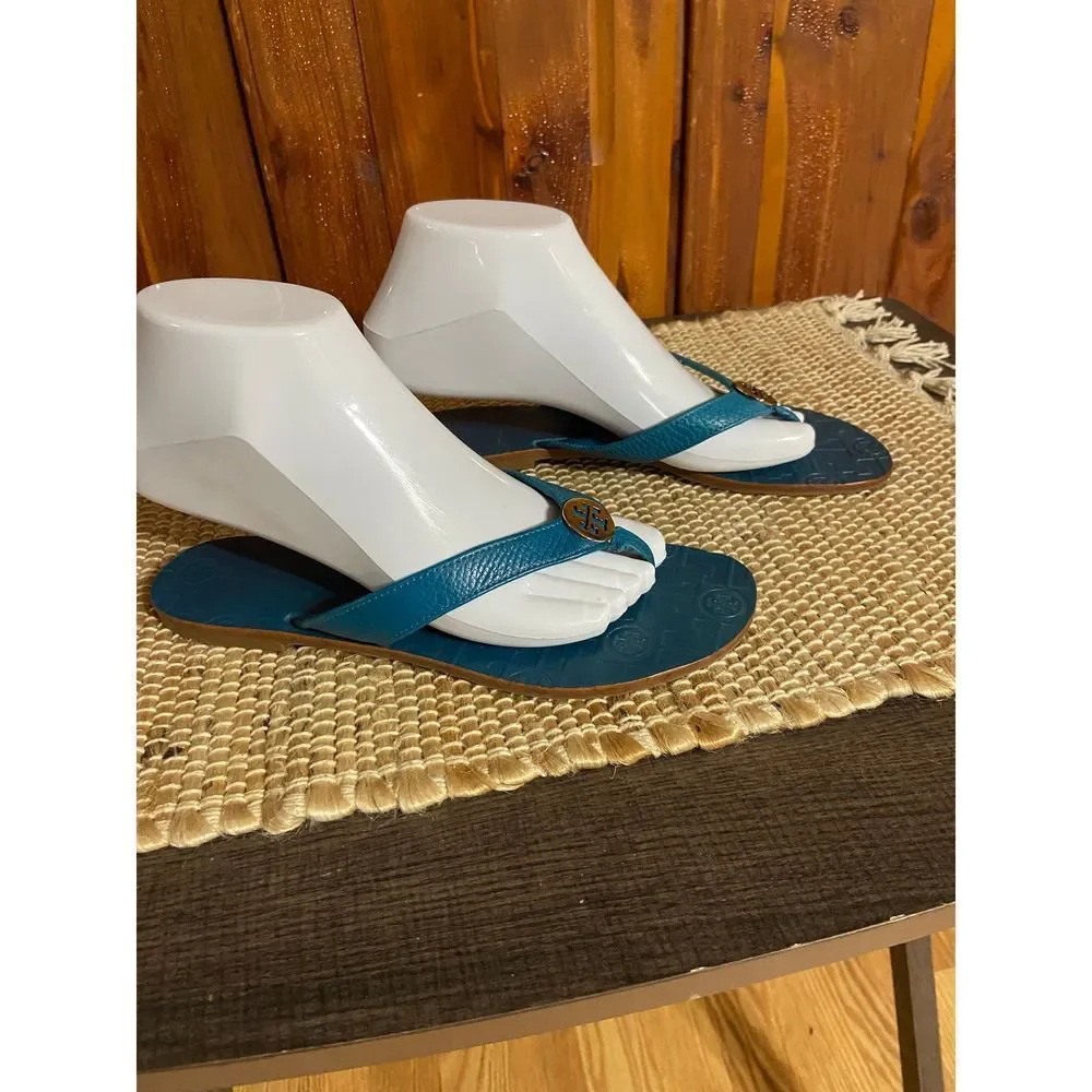 Tory Burch Blue Logo Thong Sandals